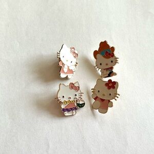 Hello Kitty Cute Character Pin Set - Pink and Red New